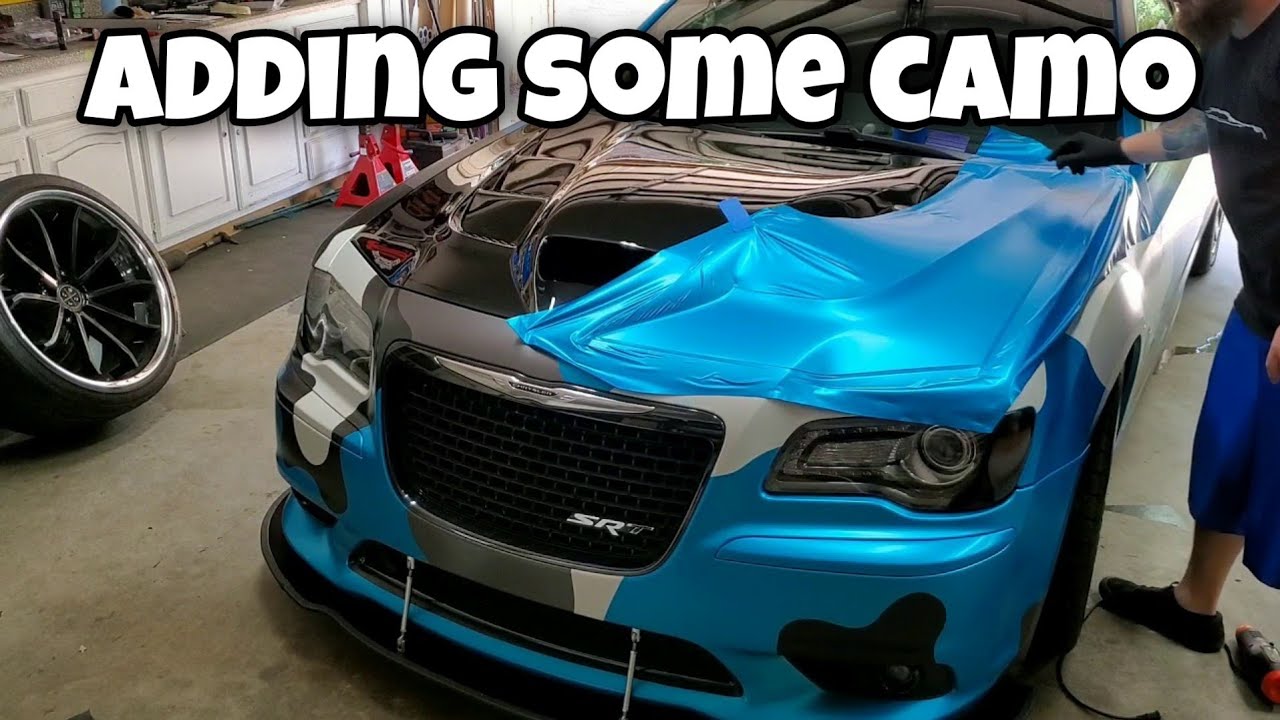 Finally adding some Camo Wrap to the BMC Extreme Customs Hornet hood on my Chrysler 300 SRT8 | Vlog
