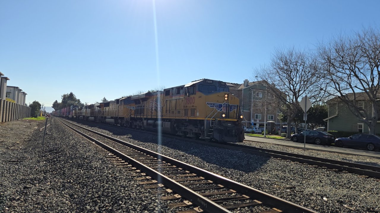 Union Pacific IOANP at Maple Street Fremont, CA with UP #7800, #4162, #8229, #6870, and #6836