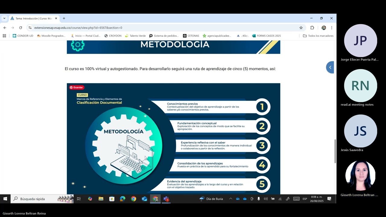 Uso de la plataforma Moodle - Curso Marcos de referencia y elementos de clasificación documental.