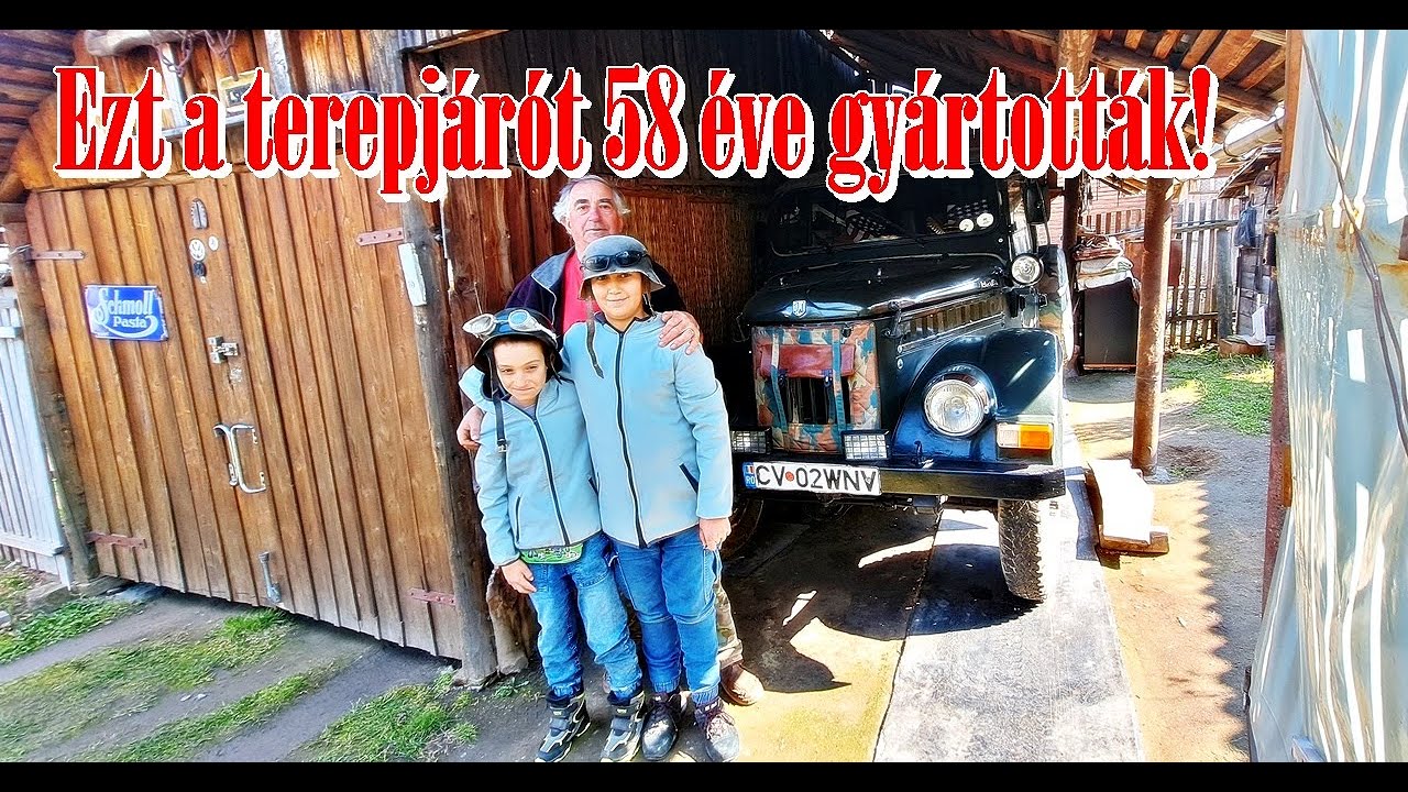 Feri bácsi bemutatja az 58 éves terepjáróját, a román gyártmányú IMS 57 -et Tominak és a műhelyét is