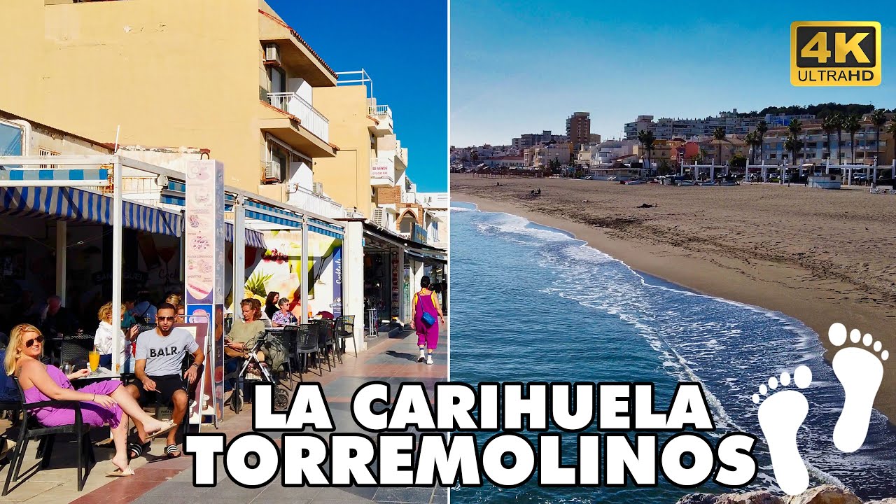 TORREMOLINOS-La Carihuela 🚶 Promenade Walking Tour ‍| Costa del Sol Malaga Spain 🇪🇸