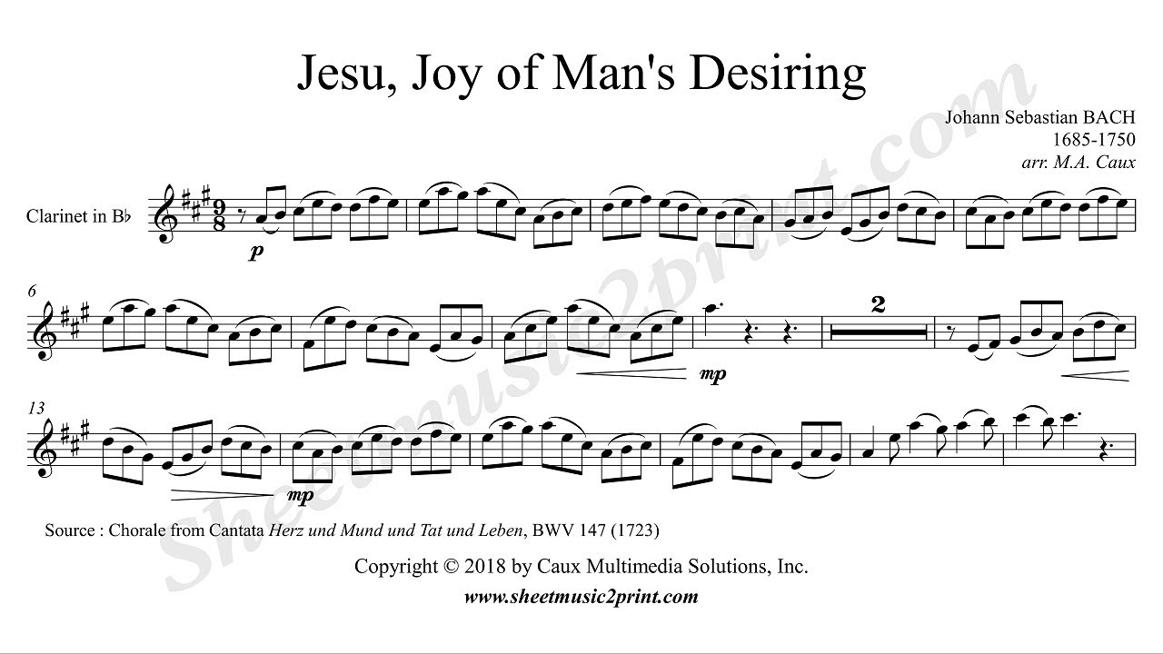 Jesu, Joy of Man's Desiring - Clarinet