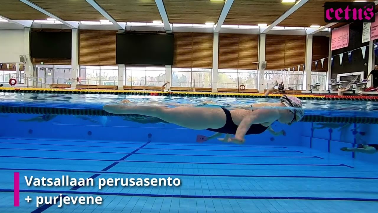 Taitouinti, Vatsallaan perusasento + purjevene