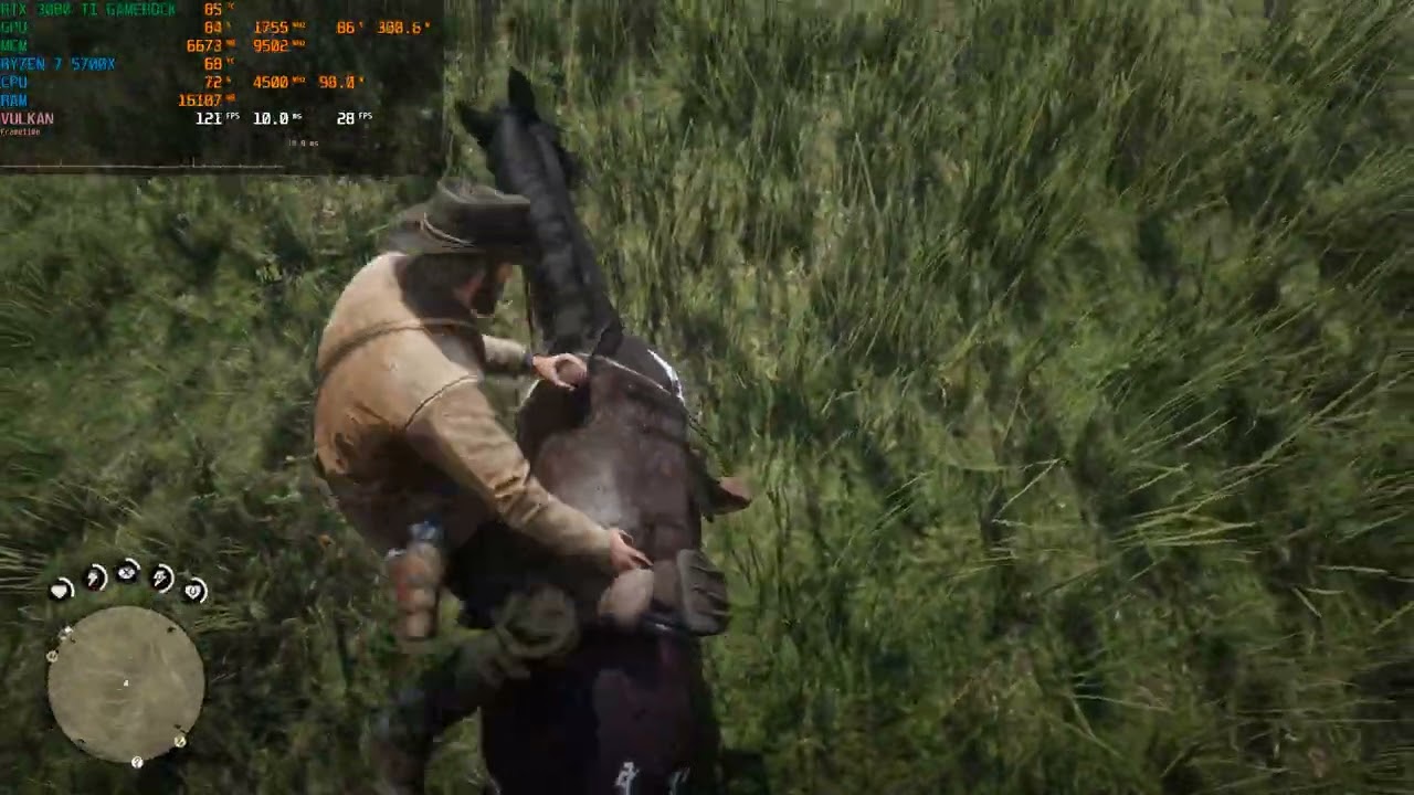testando Red Dead Redemption 2 com o novo DLSS 4.5 beta em QuadHD modo equilibrado