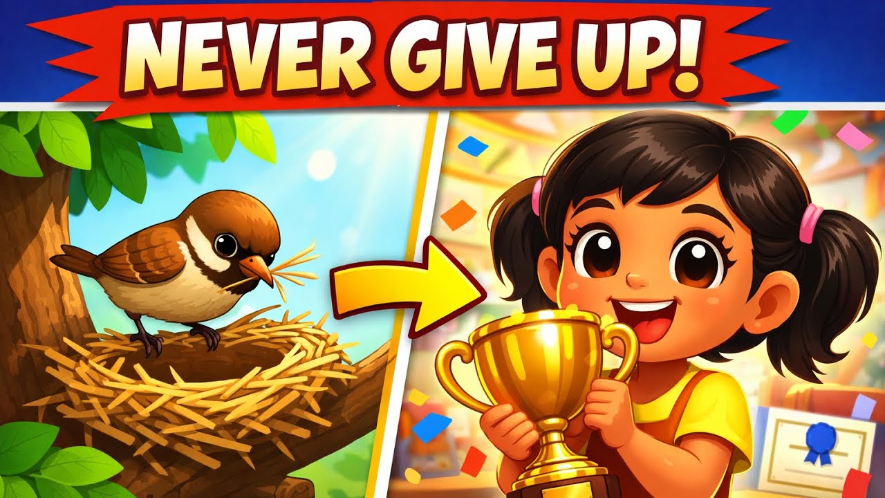 She Watched a Tiny Sparrow Then Won 1st Prize! 🏆🐦 | #KidsStory #MoralStories #viral #trending