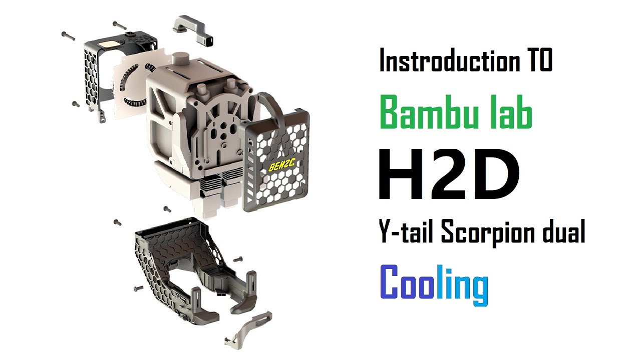 Introduction to Bambu Lab H2D Hot end Cooling Fanduct Combo, BEN2C Y-tail Scorpion Cooling fanduct