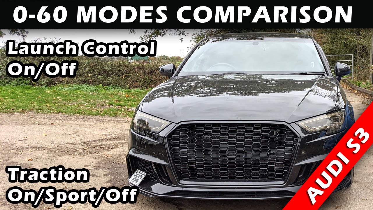S3 LAUNCH MODES Comparison to 60 - Traction On / Sport / Off - Audi S3 8V Black Edition