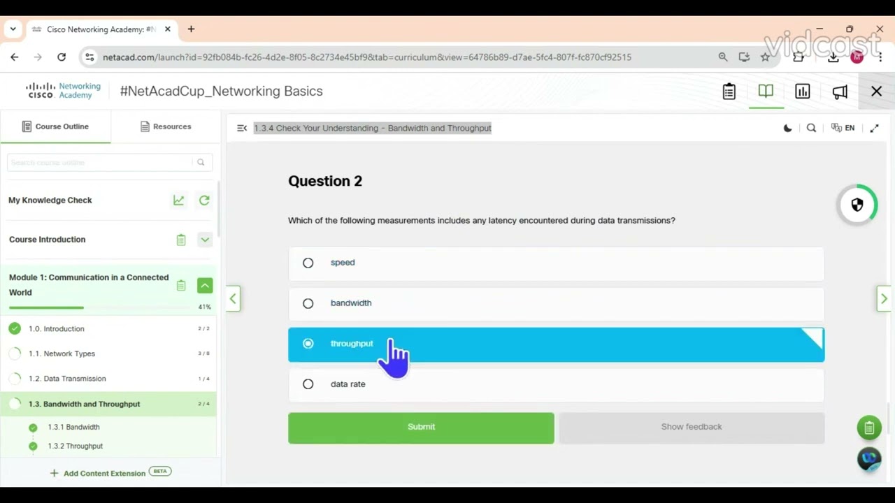 1.3.4 Check Your Understanding - Bandwidth and Throughput