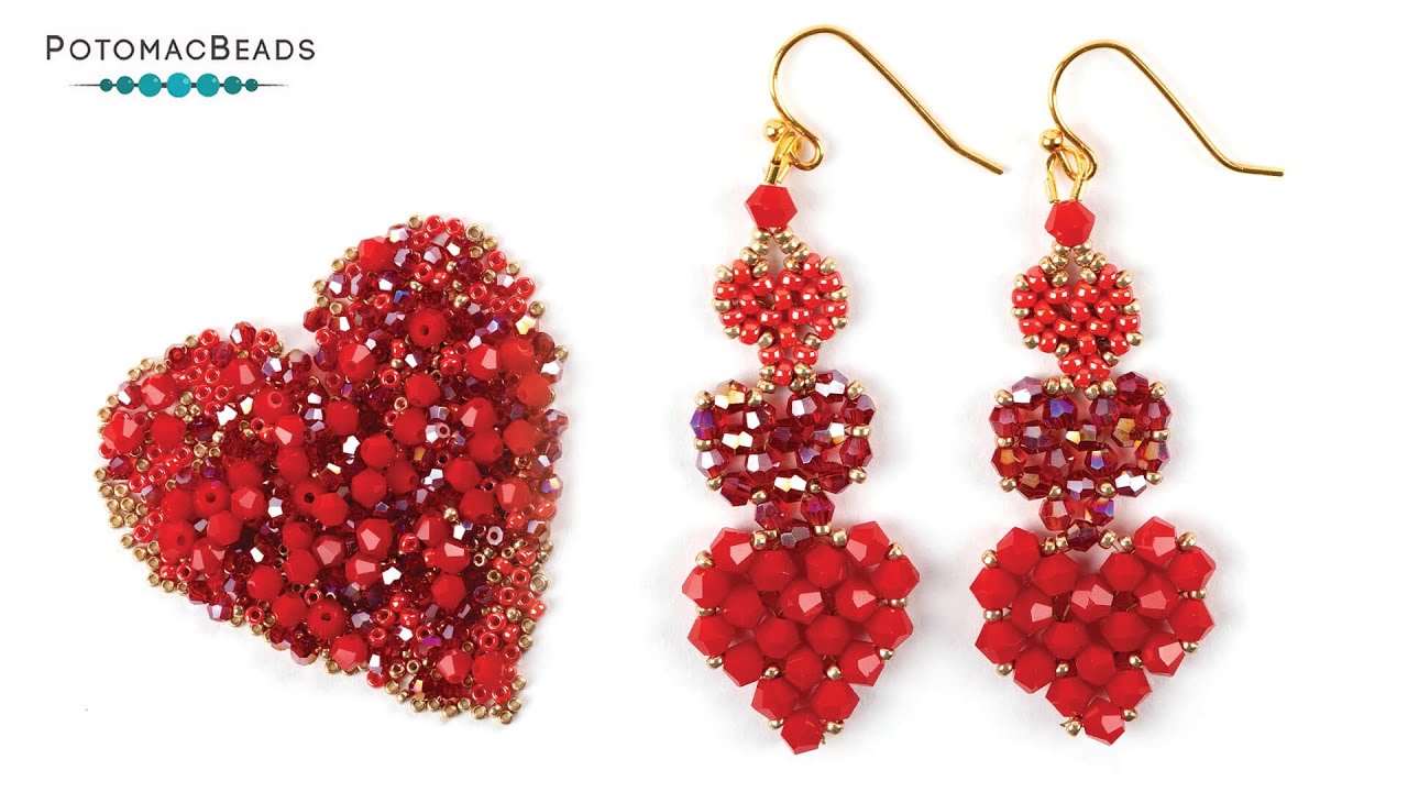 Cascading Hearts Earrings - DIY Jewelry Making Tutorial by PotomacBeads