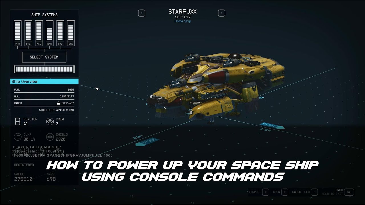 How to power up your space ship using console commands | Starfield