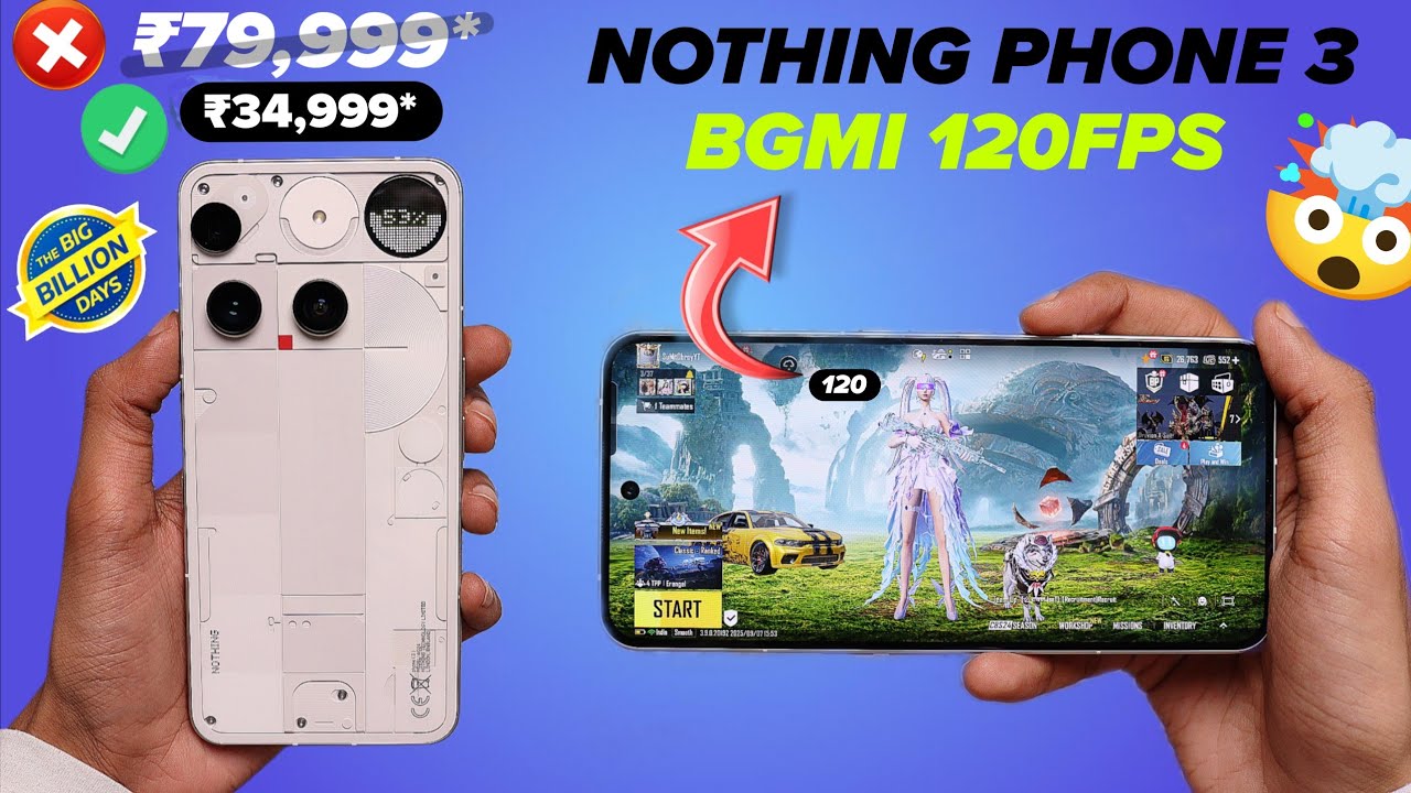 Nothing Phone 3 BGMI Test With FPS Meter ⚡ Heating, Gyro and Battery Review