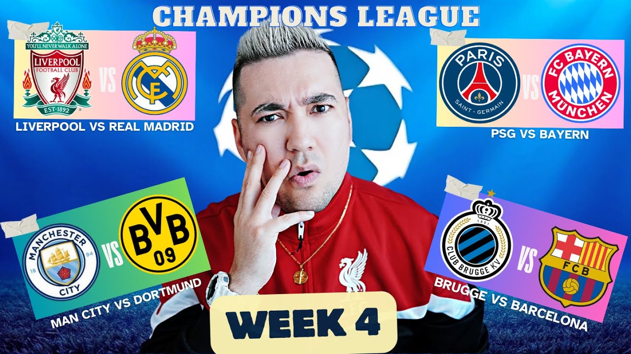 CHAMPIONS LEAGUE *WEEK 4* PREDICTIONS & TIPS | PSG vs BAYERN & LIVERPOOL vs REAL MADRID