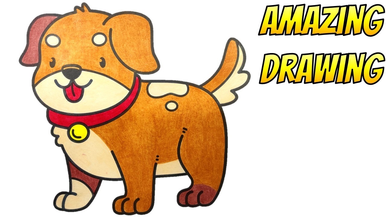 Chubby Brown Dog with Red Collar #amazingdrawing