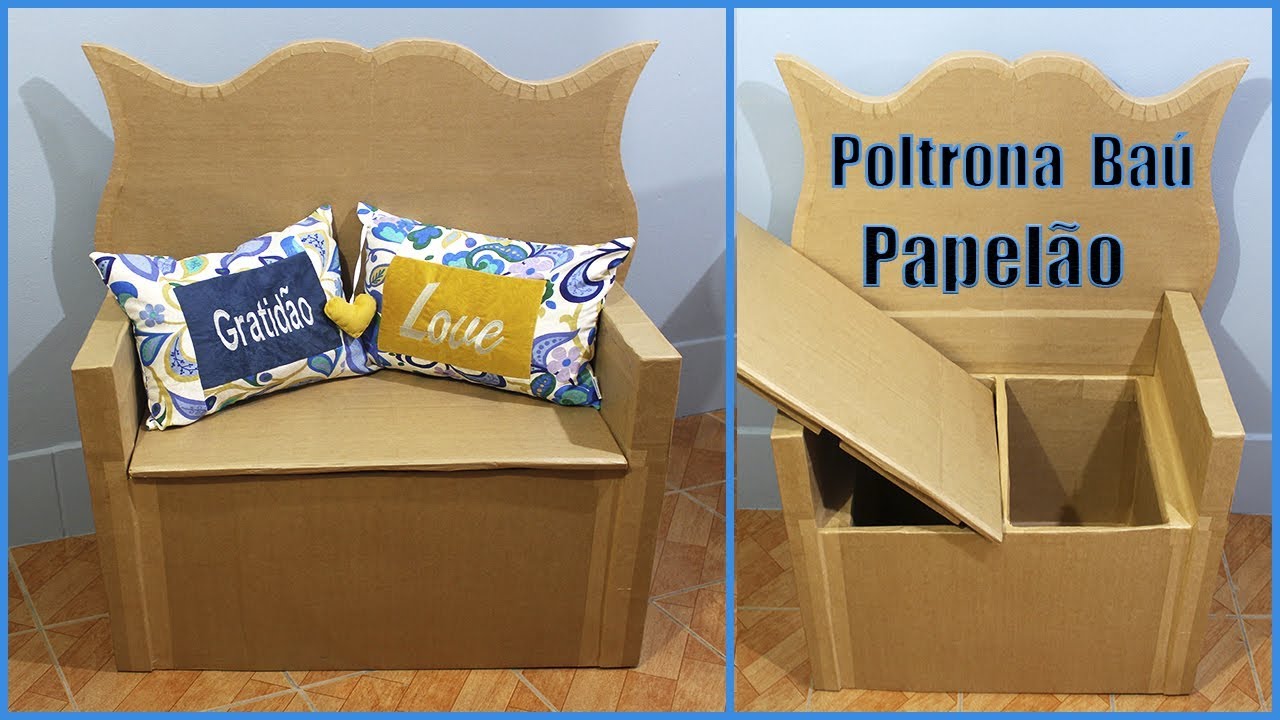Poltrona Baú Feita Com Papelão, Diy Cardboard Chair.