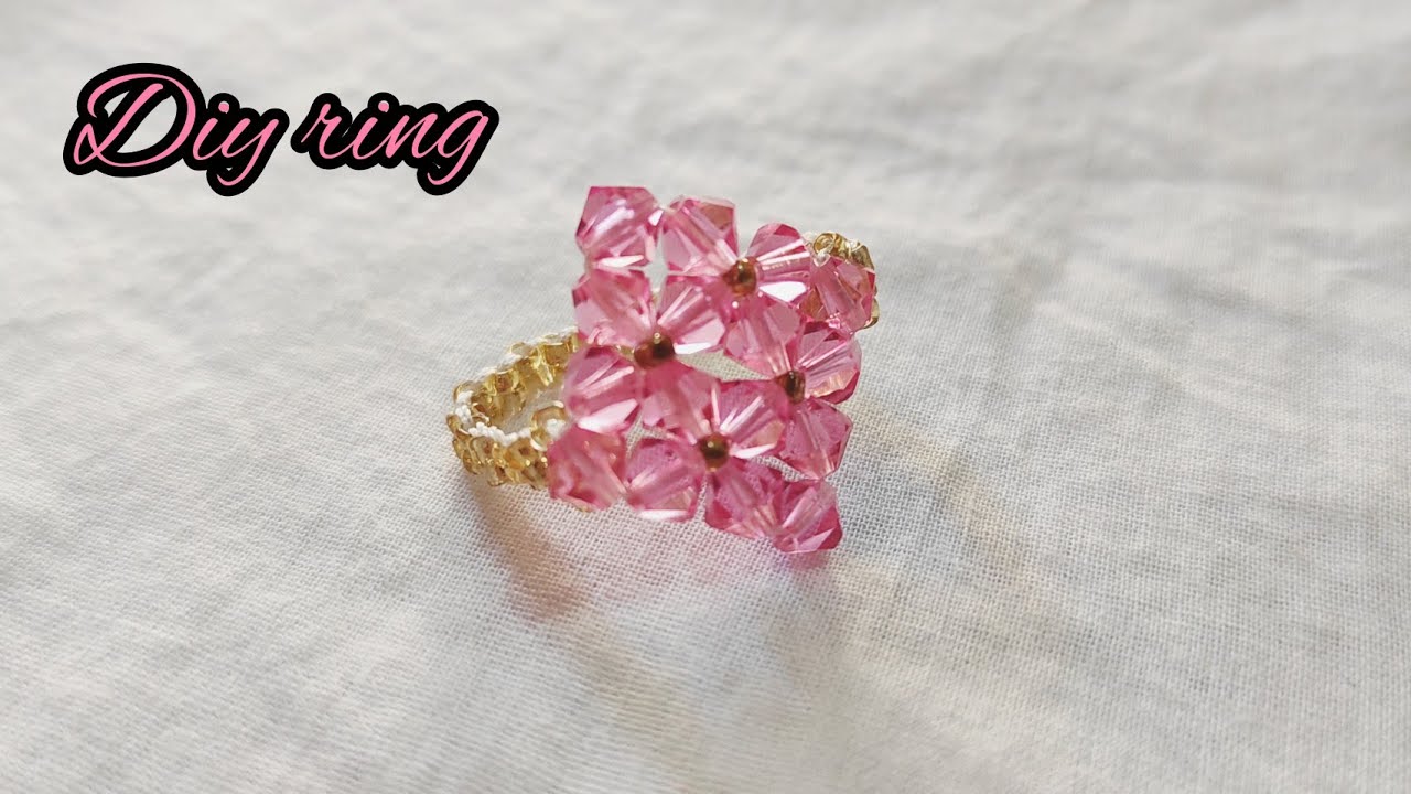 How to make Crystal beaded ring 💍 / diy beaded ring