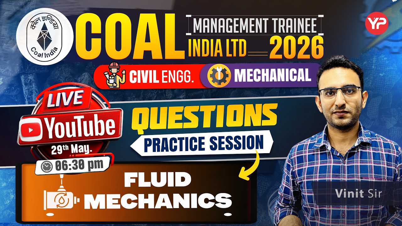 🌊 CIL MT 2026 CBT LIVE | Fluid Mechanics Questions Practice 🔥 | Civil & Mechanical Engineering