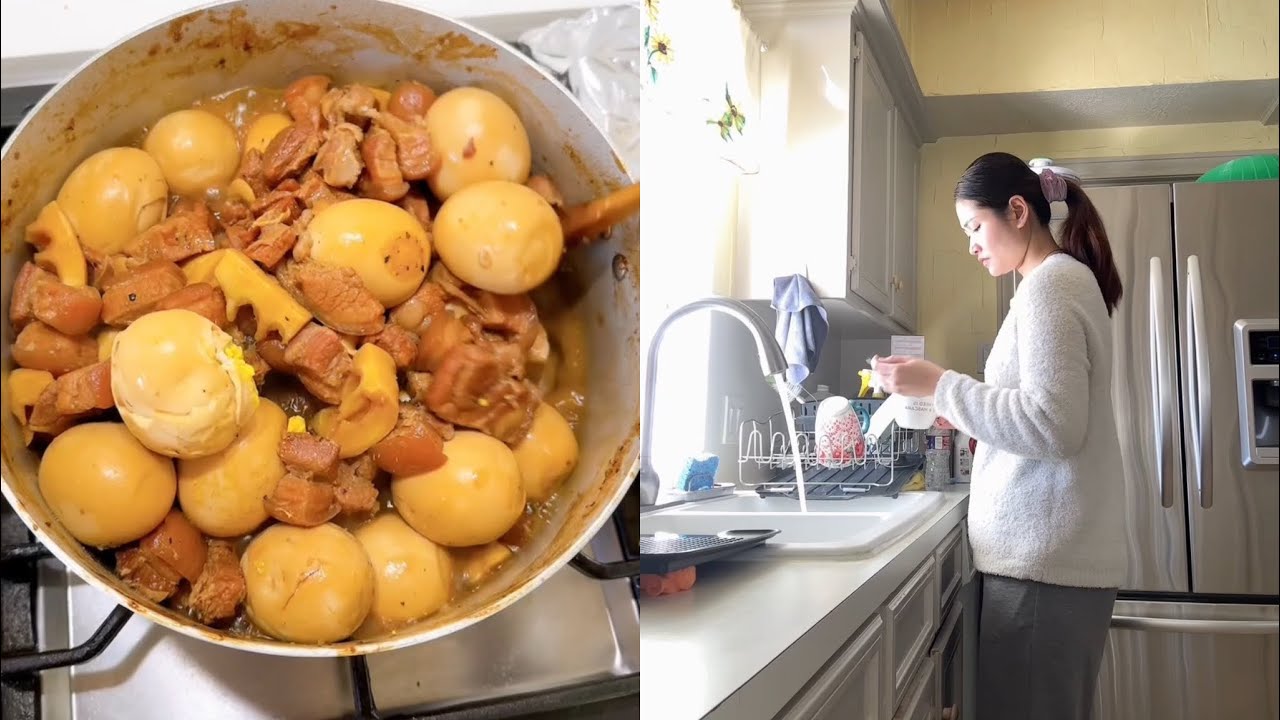 ខសាច់ជ្រូកបីជាន់ជាមួយពងមាត់ ម្ហូបខ្ចិលធ្វើម្ដងញាំ2ថ្ងៃ😆🇰🇭🇺🇸 #khmerusa