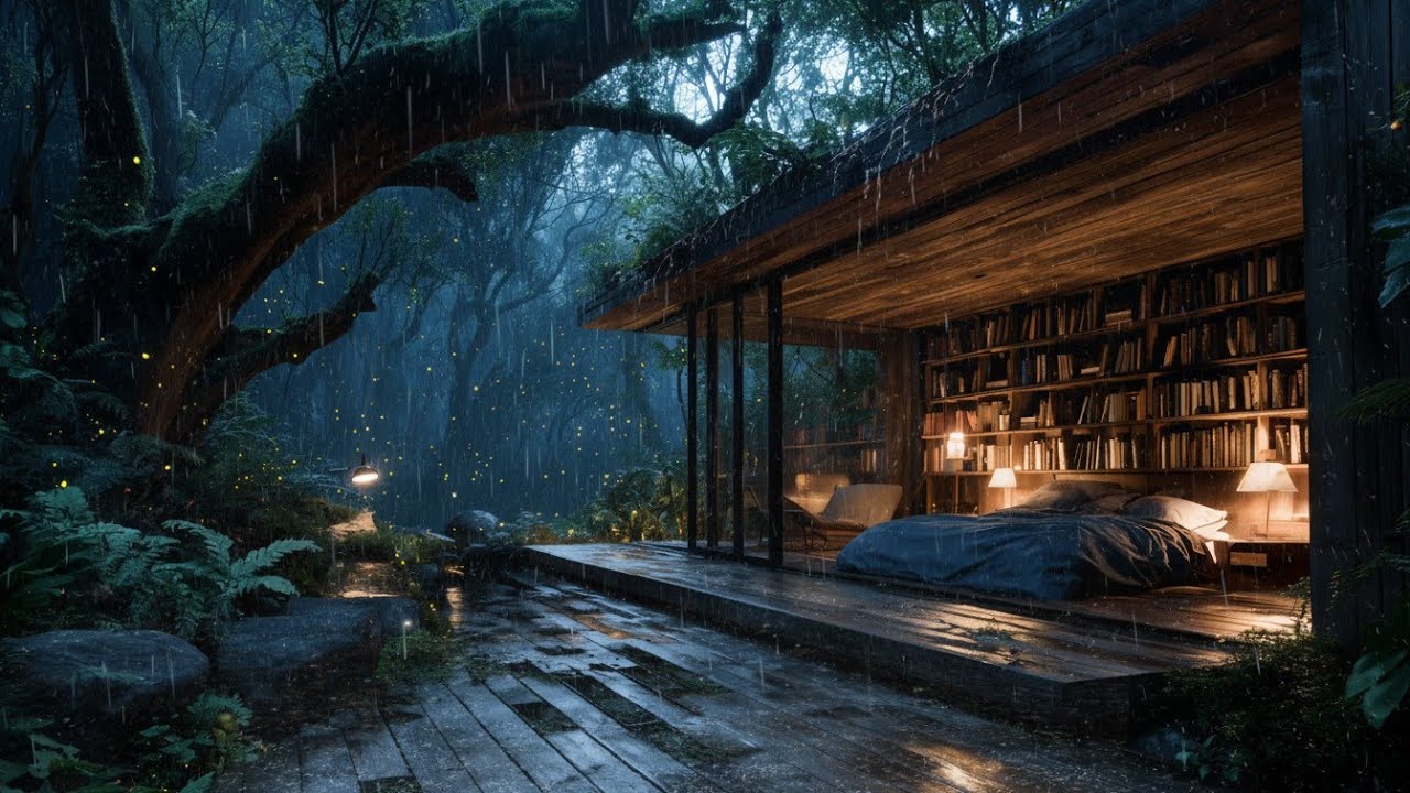 Calm Your Thoughts at Night | Rain on Cabin Window Sleep Sounds