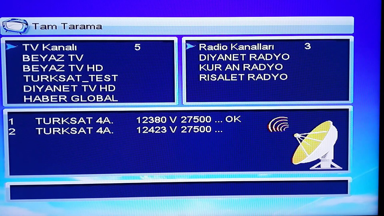 Türksat 4A otomatik kanal arama nasıl yapılır. HİREMCO  SD