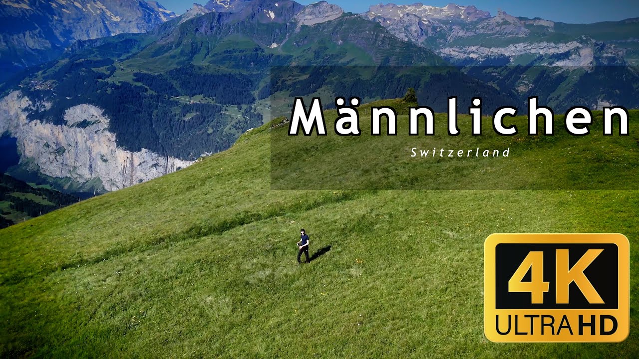 Solo in the summit of Männlichen at 2342 m in the swiss alps 4K