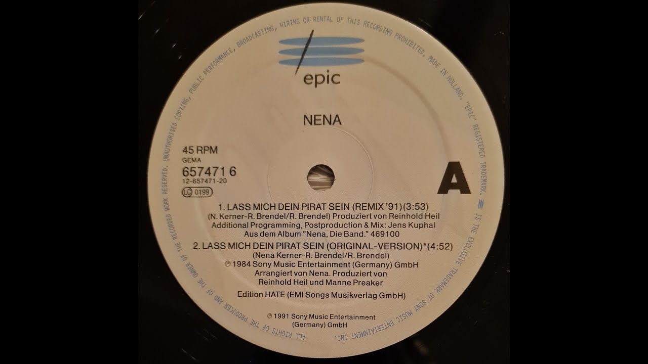 Nena - Lass mich dein Pirat sein (Featuring David Sanborn on Saxophon) Vinyl record