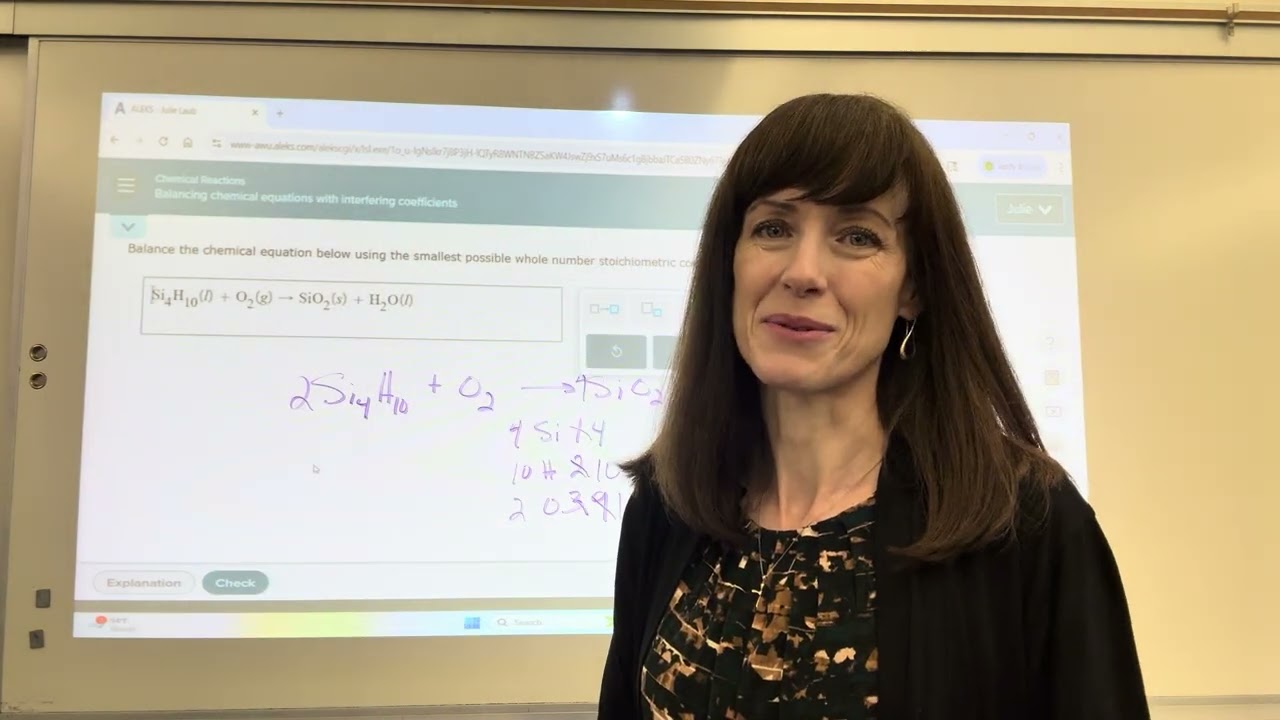ALEKS: Балансировка уравнений с мешающими коэффициентами (AP/IB/CE/College Chemistry)