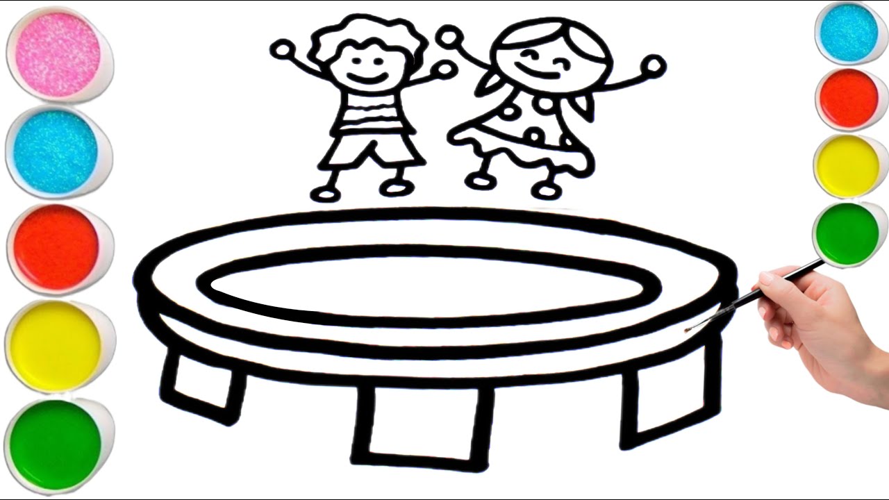 Trampoline Drawing | How to draw a Trampoline park |Easy drawing Trampoline_ Child Art