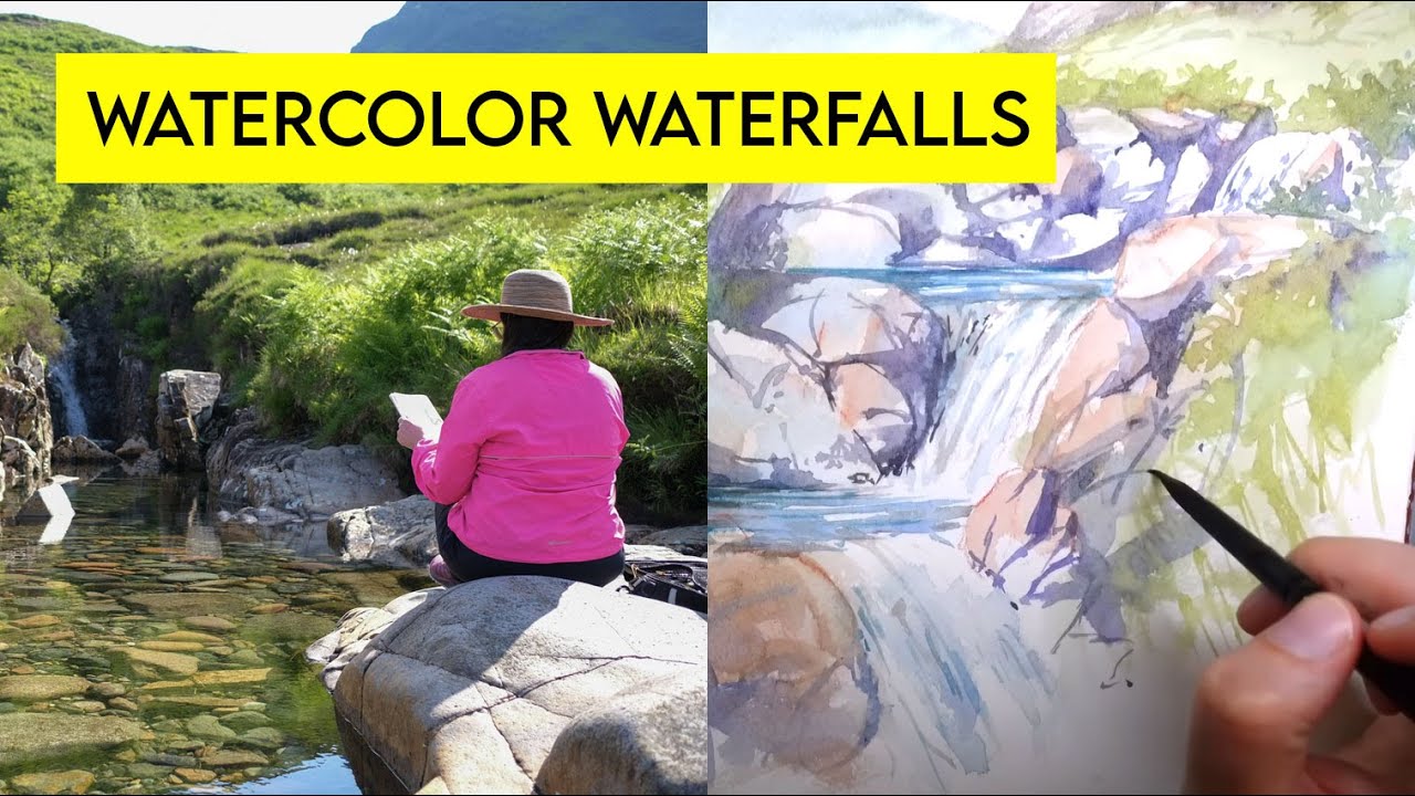 How I paint WATERCOLOR waterfalls 💦  taking plein air inspiration back to the studio