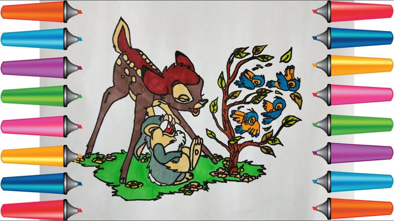 Drawing, Painting, Coloring  Bambi and Rabbit | Colorbook | Pencil paint