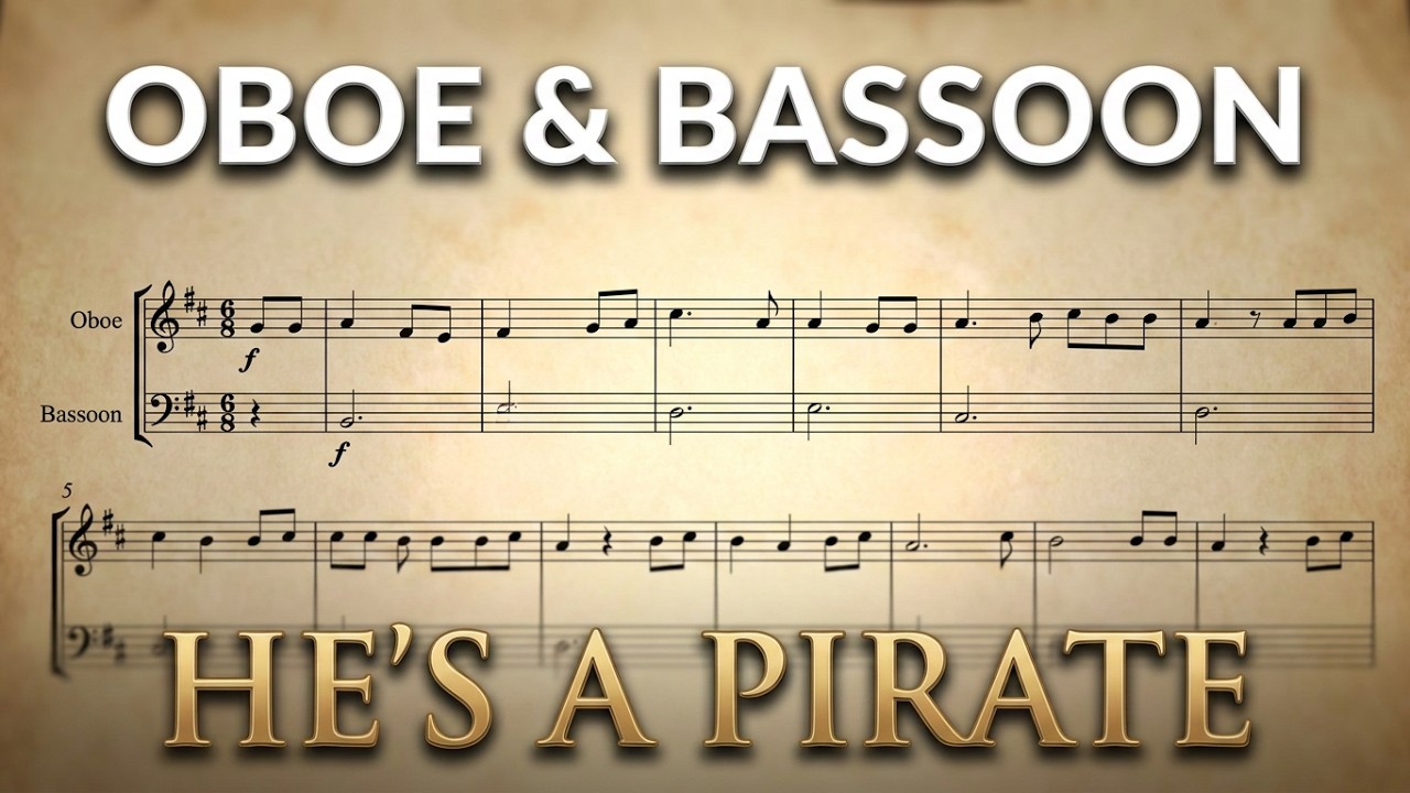 He&rsquo;s a Pirate Oboe and Bassoon Duet Sheet Music &ndash; Pirates of the Caribbean Arrangement