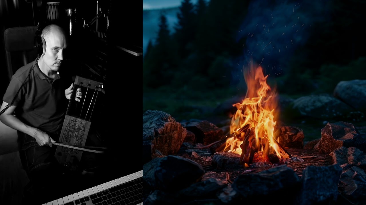 1 Hour of Relaxing Tagelharpa + Fire Ambience 🎻🔥