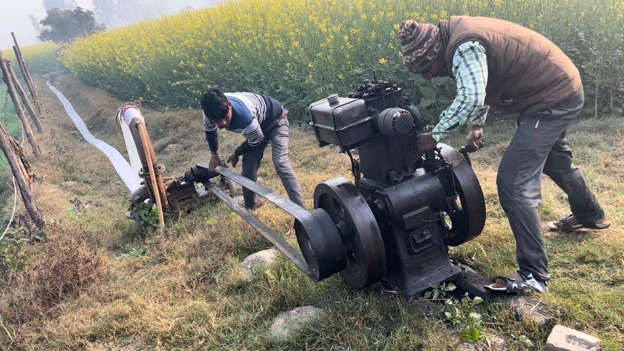 Amazing starting 12 hp diesel engine Waterpump machine ll big diesel Waterpump engine pumping machin