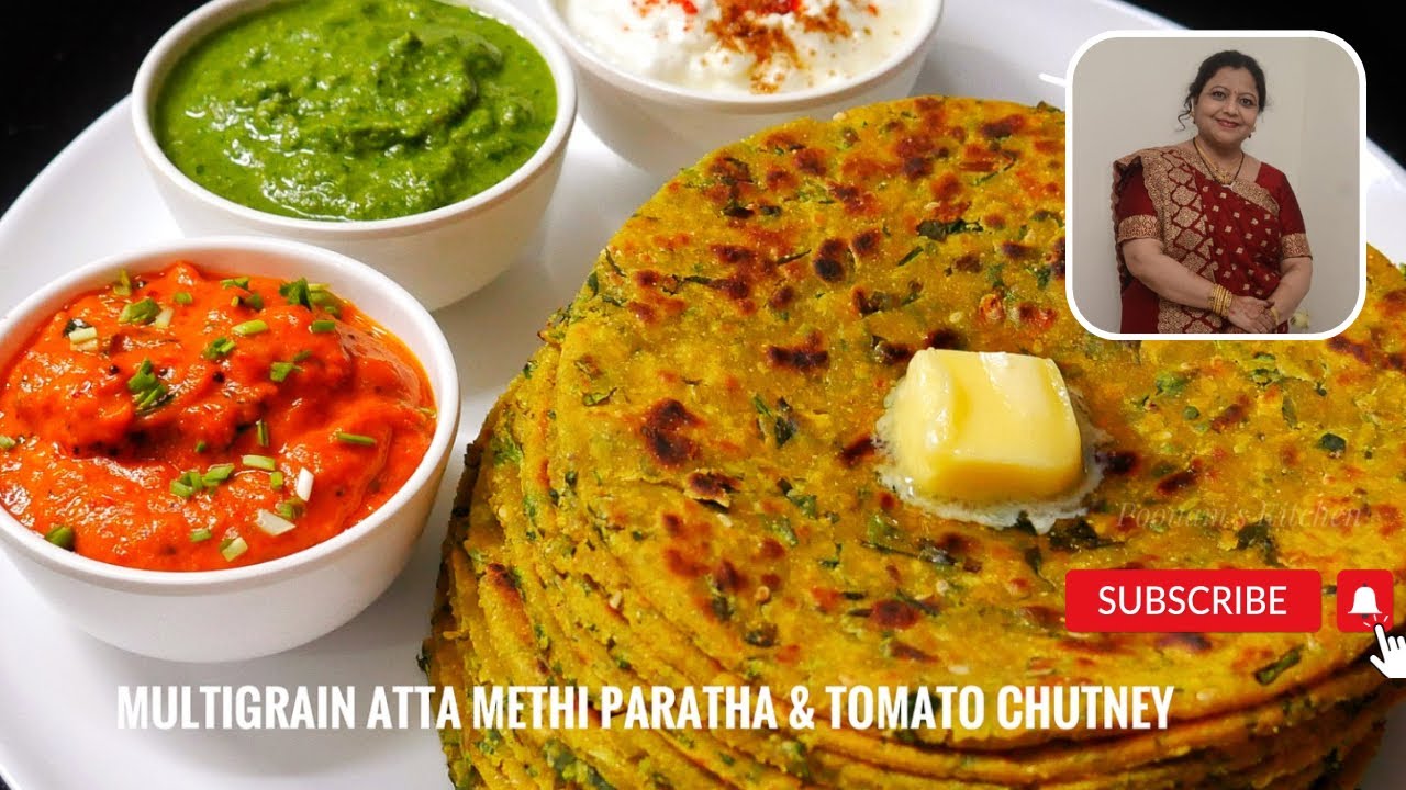 Veg Multigrain Atta Methi Paratha and Chatpati Tomato Chutney | Winter Recipe पराठा और टमाटर चटनी