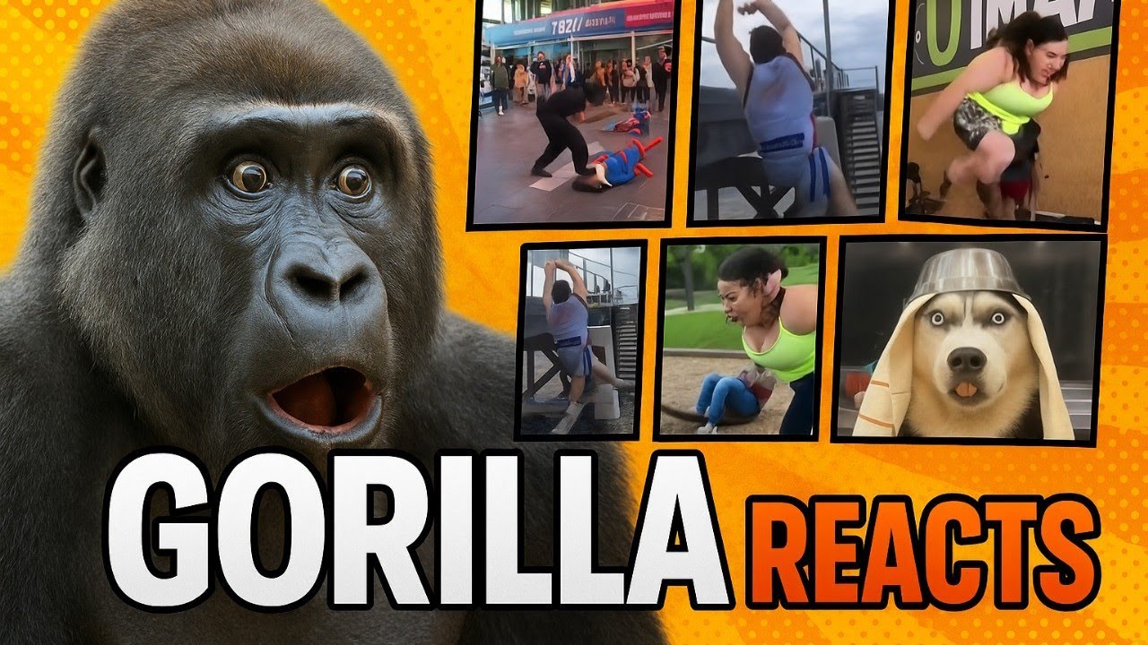 What Happens When a GORILLA Watches Funny Videos #FailsAndLaughs #TryNotToLaugh #viralreaction