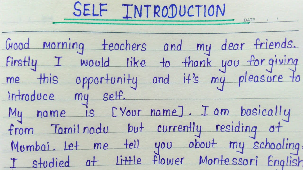 First day of college self introduction video- About yourself in english