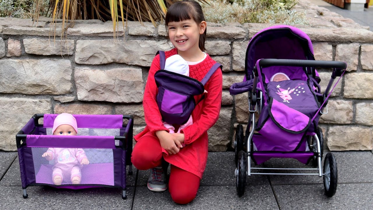 Baby Doll 4-Piece Nursery Set : Pram, Travel Cot, Carry Bag & Feeding Set | Unboxing & Pretend Play