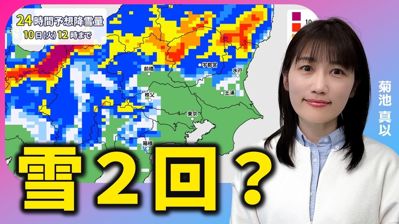 関東で今週2回雪か　10日（火）は北部で大雪の恐れ　週後半も南岸低気圧【菊池真以】