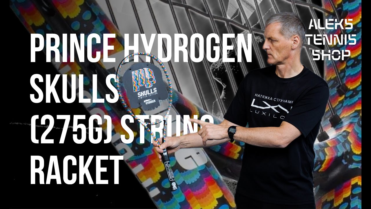 Теннисная ракетка Prince Hydrogen Skulls 275g Strung Racket. Красочный дизайн и уникальный вид