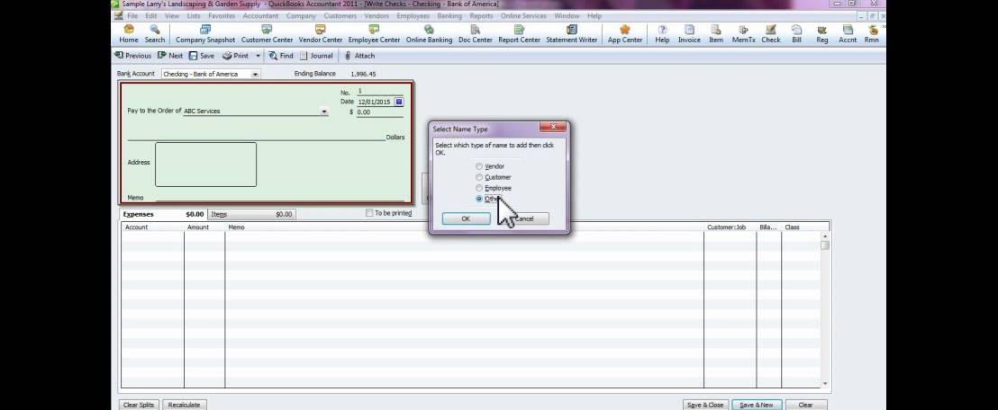 Writing Checks in QuickBooks