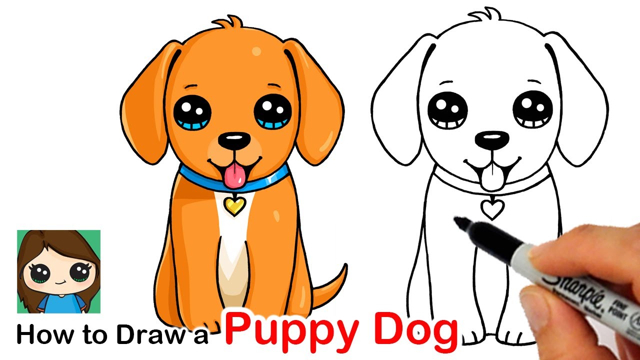 How to Draw a Puppy Dog 🦴 ❤️