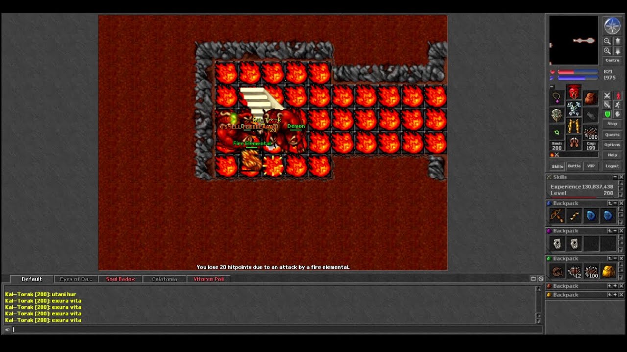 Old Tibia - Kal-Torak RP 200 Solo Demon Hunt (Xantera 7.81 2006)