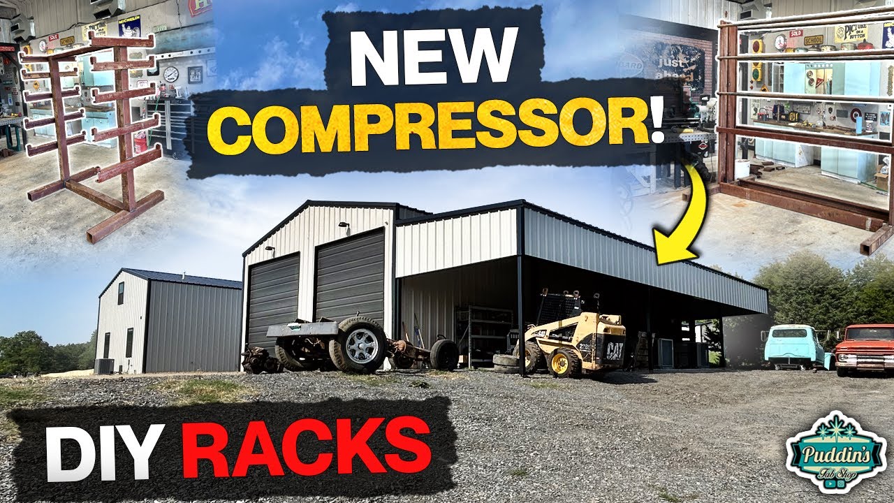 DREAM SHOP almost complete! TIRE RACKS and METAL RACKS from scrap metal!