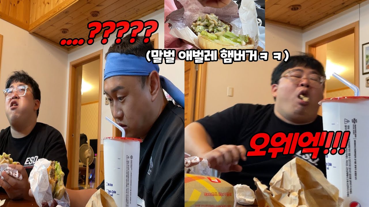 말벌 애벌레 넣은 햄버거 먹이기ㅋㅋㅋ