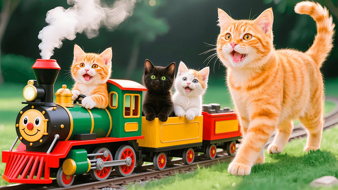 Mama Cat Works Hard to Build a Train for Her Kitten, Making the Little One’s Dream Come True 🚂🐱💖