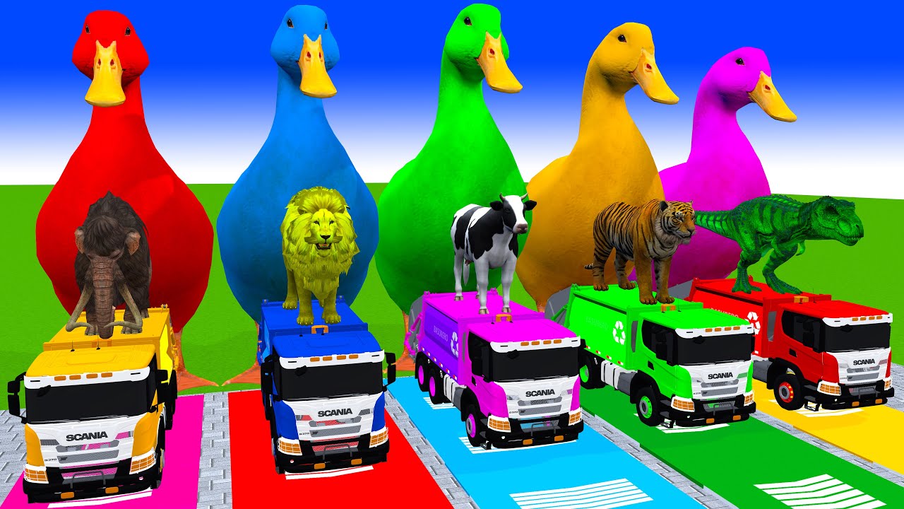 Long Slide Game With Cow Elephant Gorilla Hippopotamus Tiger 3d Animal Game Funny 3d Animals