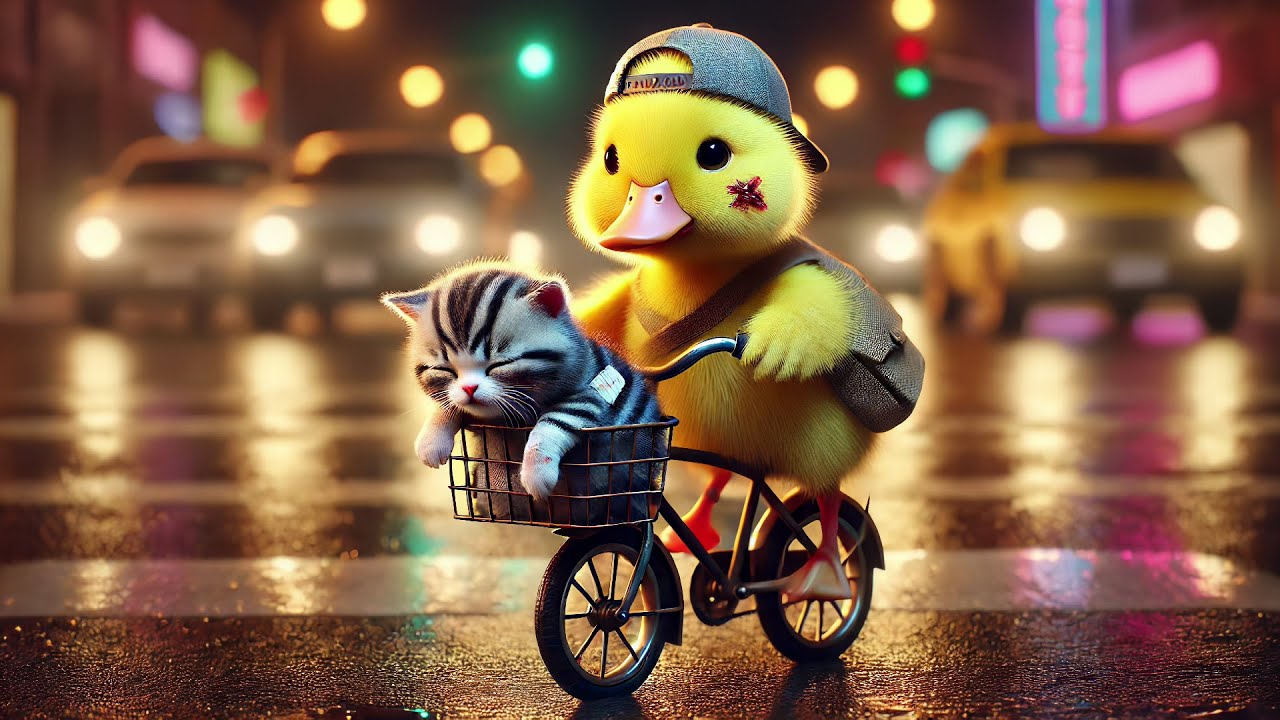 🐾 A Kitten in Danger, A Duck to the Rescue!