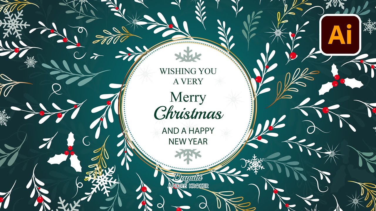How to design a green Christmas Card with Brushes in Adobe Illustrator