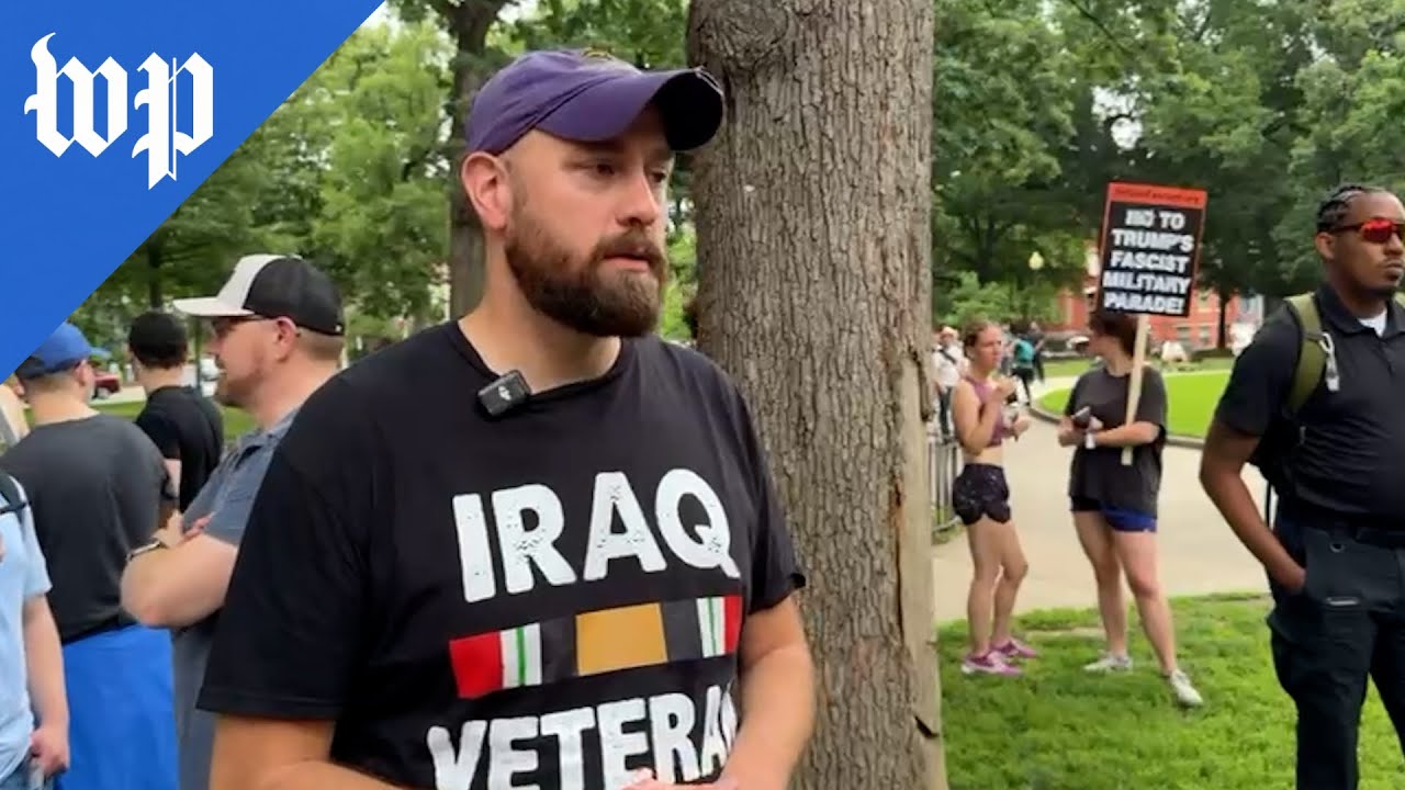 Iraq War veteran protests Trump's military parade