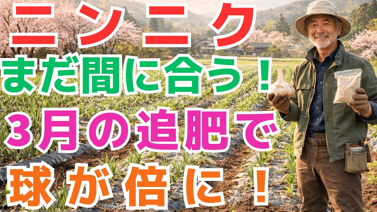 【 99％の家庭菜園が知らない 】【にんにく栽培】まだ間に合う！3月・4月の追肥で球が劇的に太る春の管理【有機農家がこっそり教える無農薬のコツ】【にんにく栽培】【家庭菜園】【春の追肥】
