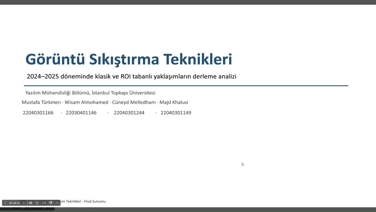 ROI Tabanlı Görüntü Sıkıştırma (2024–2025) | Derleme Makale Sunumu